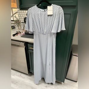 Who What Where Polka Dot Flutter Sleeve Dress
